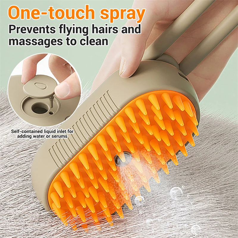 3-in-1 Cat Steam Brush – Electric Grooming, Massage & Hair Removal Tool