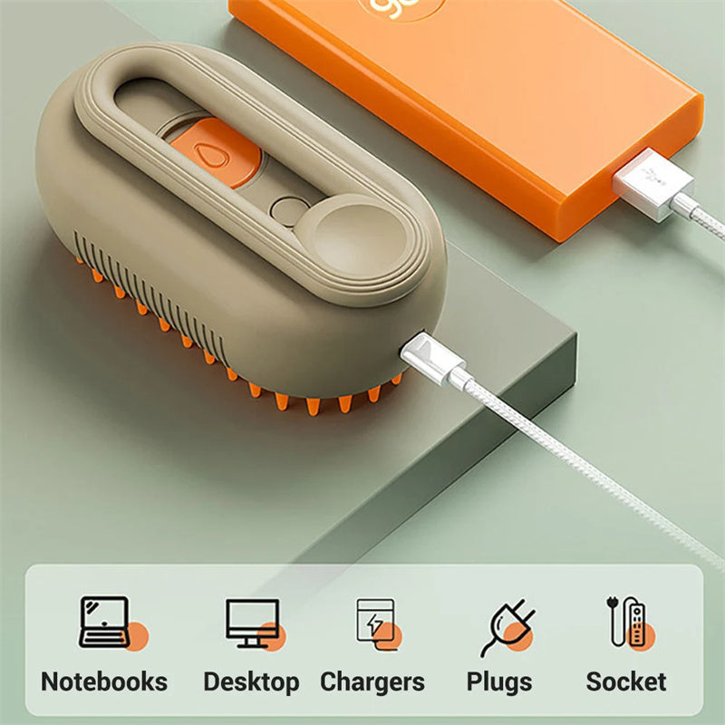 3-in-1 Cat Steam Brush – Electric Grooming, Massage & Hair Removal Tool