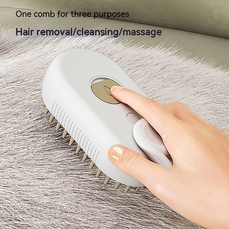 3-in-1 Cat Steam Brush – Electric Grooming, Massage & Hair Removal Tool