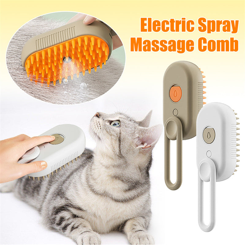 3-in-1 Cat Steam Brush – Electric Grooming, Massage & Hair Removal Tool
