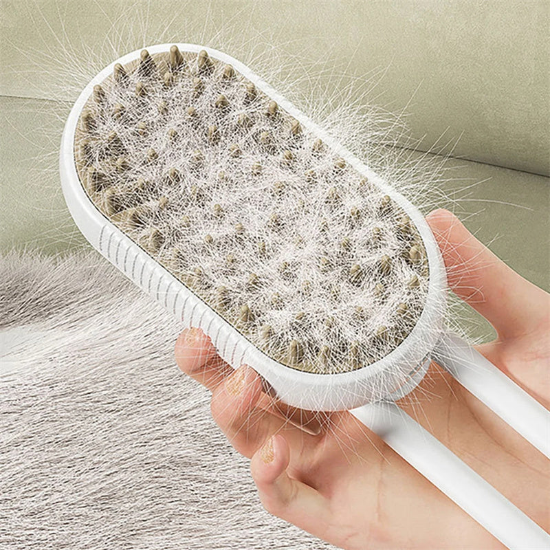 3-in-1 Cat Steam Brush – Electric Grooming, Massage & Hair Removal Tool